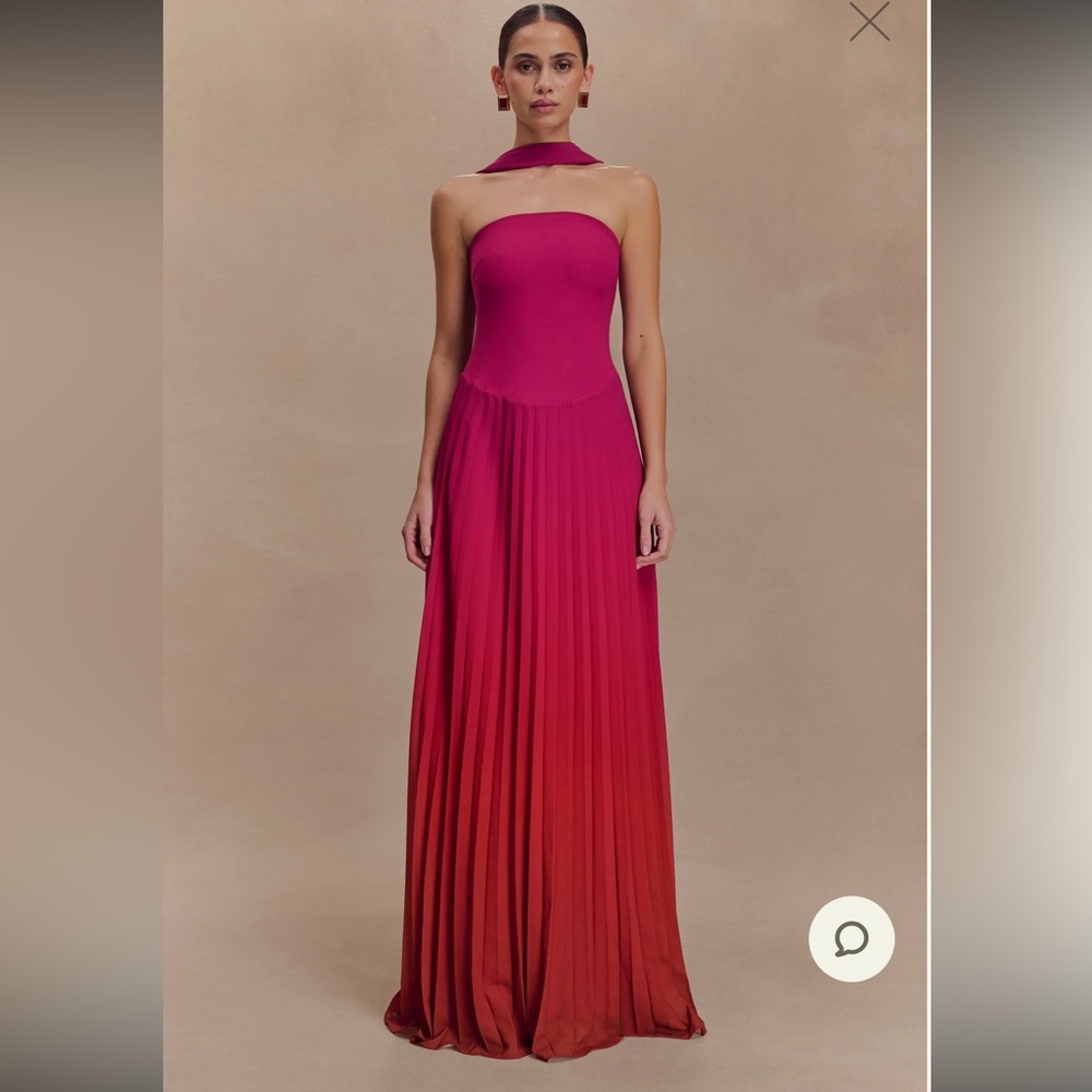 Meshki Pink Pleated Strapless Gown for Prom